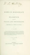 A Ride on Horseback to Florence through France and Switzerland. Described in a Series of Letters by a Lady