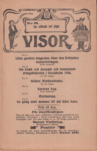 Sex rafflande och pigga visor. [Utg. av] Malmö…