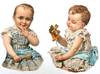 2 Embossed Victorian Scaps - 5" Toddlers at Play