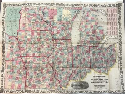 COLTON'S NEW RAILROAD MAP OF THE STATES OF OHIO, MICHIGAN, INDIANA, ILLINOIS, MISSOURI, WISCONSIN & IOWA. MINNESOTA, NEBRASKA & KANSAS. SHOWING THE TOWNSHIP LINES OF THE UNITED STATES SURVEYS