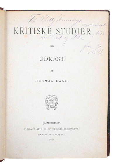 Kritiske Studier og Udkast. - [DEDIKATIONSEKSEMPLAR] (photo 3)