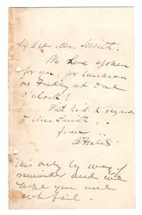 cover of Annie Fields ALS, Autograph Letter Signed