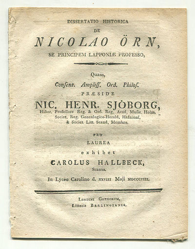 Dissertatio historica de Nicolao Örn, se…