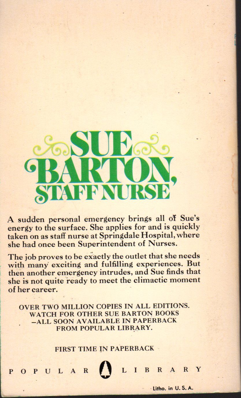 SUE BARTON, STAFF NURSE by Helen Dore Boylston Paperback First