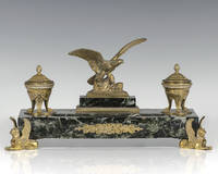 Early 20th Century French Empire Dore Bronze Eagle Inkwell.