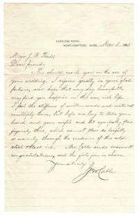 cover of George Washington Cable ALS, Autograph Letter Signed to Major J.B. Pond