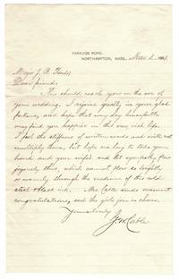 George Washington Cable ALS, Autograph Letter Signed to Major J.B. Pond de Cable, George Washington - 1888