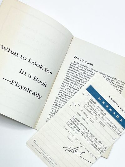 WHAT TO LOOK FOR IN A BOOK - PHYSICALLY: & Catalogue 1965-66
