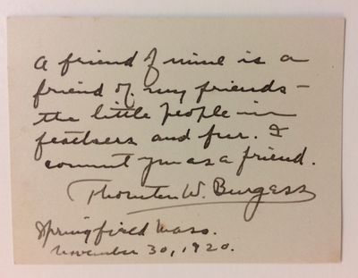 Springfield, MA, 1920. unbound. very good(+). Autograph quote signed 