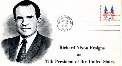 Watergate envelope postmarked on the day of Nixon's resignation as President