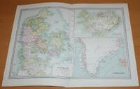 Map of Denmark, Iceland and Greenland - Sheet 38 disbound from the 1890 'The Library Reference Atlas of the World'