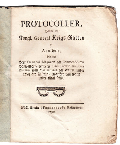 Protocoller, hållne uti kongl. General…