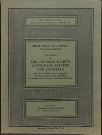 Sale 26 June 1974 : Bibliotheca Phillippica. New Series : Twelfth Part.  Catalogue of English  Manuscripts, Autograph Letters and Charters from the Celebrated Collection Formed By Sir Thomas Phillipps, the Property of the Trustees of the Robinson Trust.