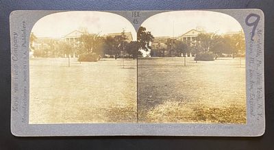 [TEXAS WOMAN'S UNIVERSITY DENTON]. Vintage stereograph photo of Texas State College for Women (Old Main Building)