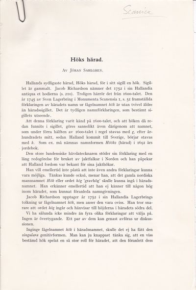 Höks härad. Särtryck.