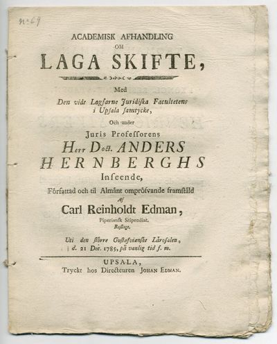 Academisk afhandling om laga skifte. A.a.