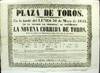 Plaza de Toros. En la tarde del Lunes 30 de Mayo dse 1842 (si el tiempo lo permite) se verificara La Novena Corrida de Toros..