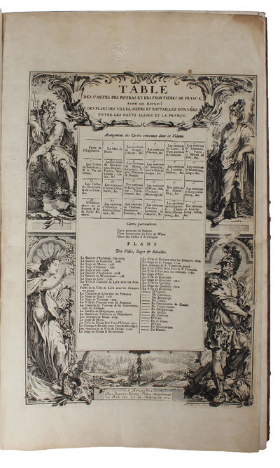 Table des cartes des Pays Bas et des frontieres de France, avec un recueil des plans des villes, siéges et batailles données entre les hauts allies et la France. - [ONE OF THE MOST IMPORTANT MAP PUBLISHERS IN THE SOUTHERN NETHERLANDS] (photo 2)