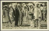image of "Pres. Coolidge After Becoming Chief Leading Eagle, Days of '76, Deadwood, S.D." Real picture postcard
