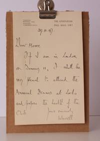 A.L.s witten on the stationery of The Athenaeum Club, London, and dated 20 November 1947.....