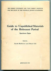 Guide to Unpublished Materials of the Holocaust Period: Specimen Pages