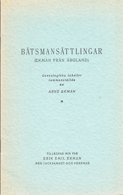 Båtsmansättlingar (Ekman från Åboland).…