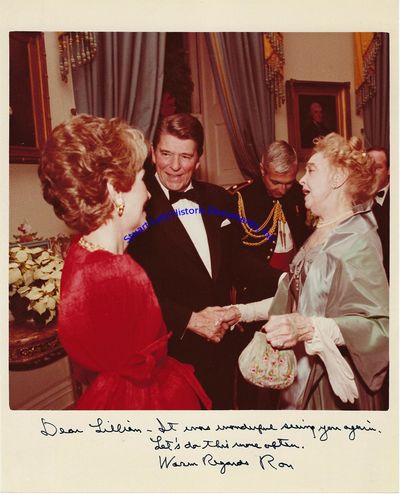 Signed Photos By The Reagans To Lillian Gish  The First Lady Of American Cinema Meets The Actual President And First Lady
