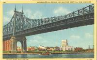 Queensborough Bridge and New York Hospital unused linen Postcard