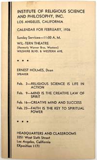 Institute of Religious Science and Philosophy, Inc. -- Mailing Circular and Calendar for February, 1936