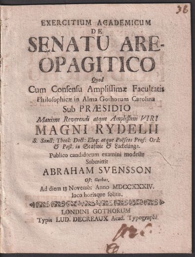 Exercitium academicum de senatu areopagitico quod…