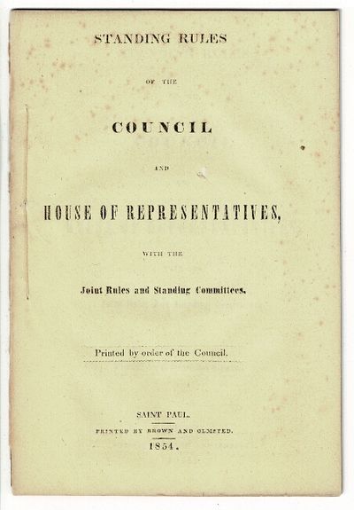 Standing rules of the Council and House of Representatives with joint rules and standing committees. Printed by order of the Council