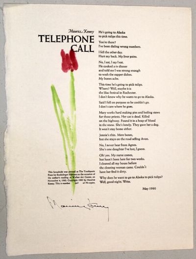 : Toothpaste Press, 1982. Edition limited to 70 signed and numbered copies, 10