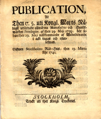 Publication ur then 17. §. uti Kongl. Maj:ts…
