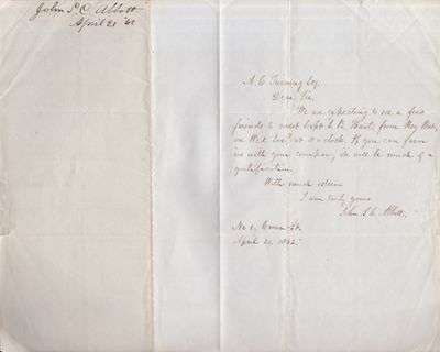 Civil War era signed letter from John S. C. Abbott (1805-1877) American Clergyman and Author