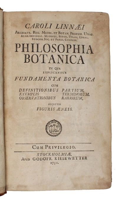 Philosophia botanica, in qua explicantur fundamenta botanica. - ["HIS MOST INFLUENTIAL WORK"] (photo 2)