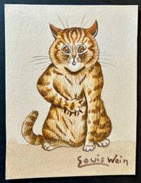 Original Signed, Handpainted Watercolor of a Cat-in-Distress