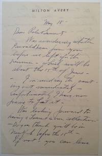 Autographed Letter Signed on personal letterhead by Milton (1885 - 1965) AVERY - Signed - 1958 - from Argosy Book Store (SKU: 244450)