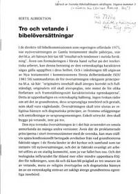 Tro och vetande i bibelöversättningar.