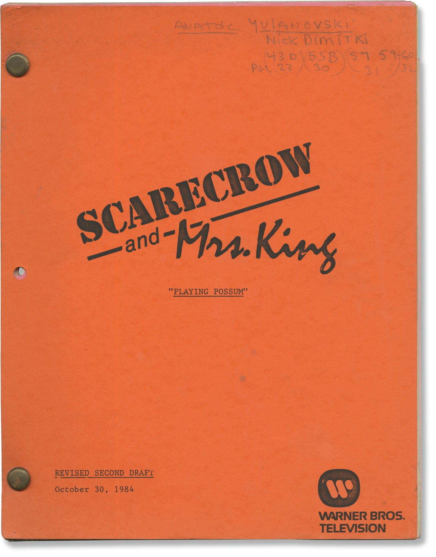 Scarecrow and Mrs. King: Playing Possum (Original screenplay for the ...