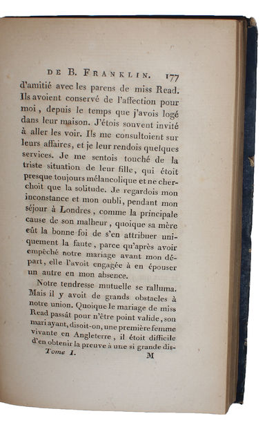 Vie de Benjamin Franklin, écrite par lui-meme, suivie des ses Oeuvres morales, politiques et litteraires. Dont la plus grande Partie n'avoit pas encore été publee. Traduit de L'Anglais, avec des Notes, par J. Castera. 2 vols. (photo 4)