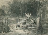 cover of Original 1870 Antique Engraving the Old Farm Gate by W. Collins