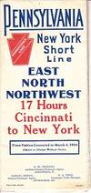 Pennsylvania New York Short Line - Through Cars and New Fast Time - East North Northwest.  Time Tables Corrected to March 4, 1906  MAP & TIME TABLES