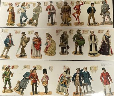 Scarce 24 Alphabet ABC Occupational Victorian Scraps or Reliefs c1880