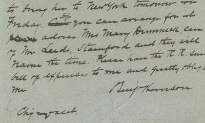 President Benjamin Harrison Writes Railroad Magnate Chauncey DePew Requesting a Private Car for His Sick Sister-in-law