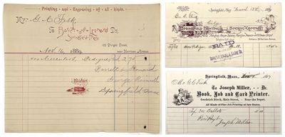A Trio of Printers' Billheads from Springfield, Massachusetts