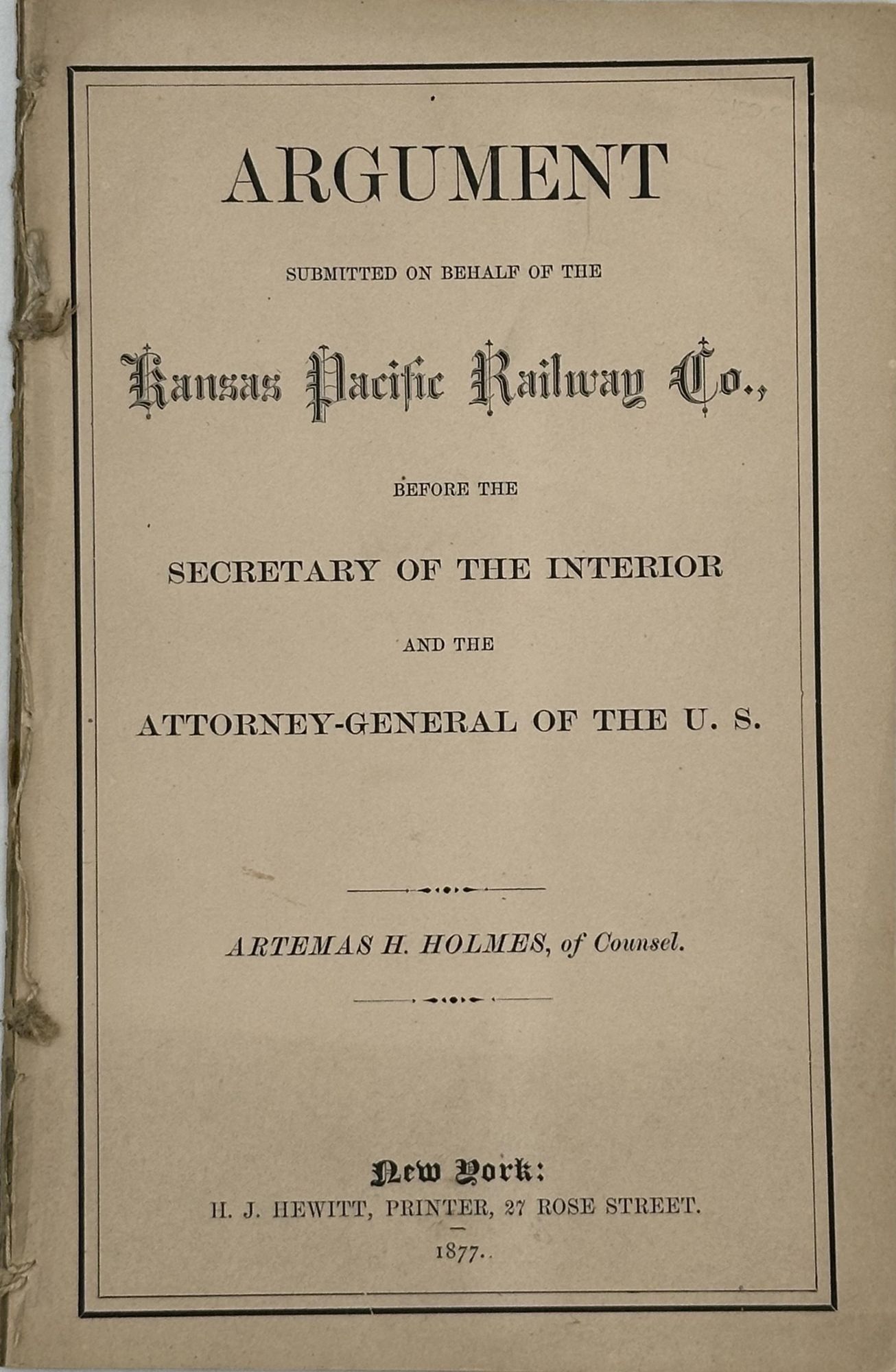 ARGUMENT SUBMITTED ON BEHALF OF THE KANSAS PACIFIC