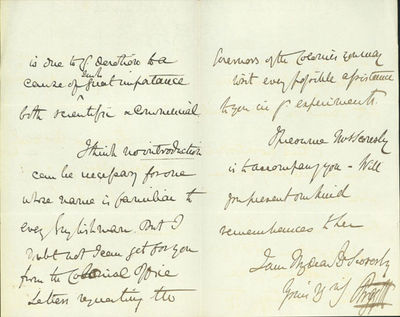 Autograph letter signed to William Scoresby jr.