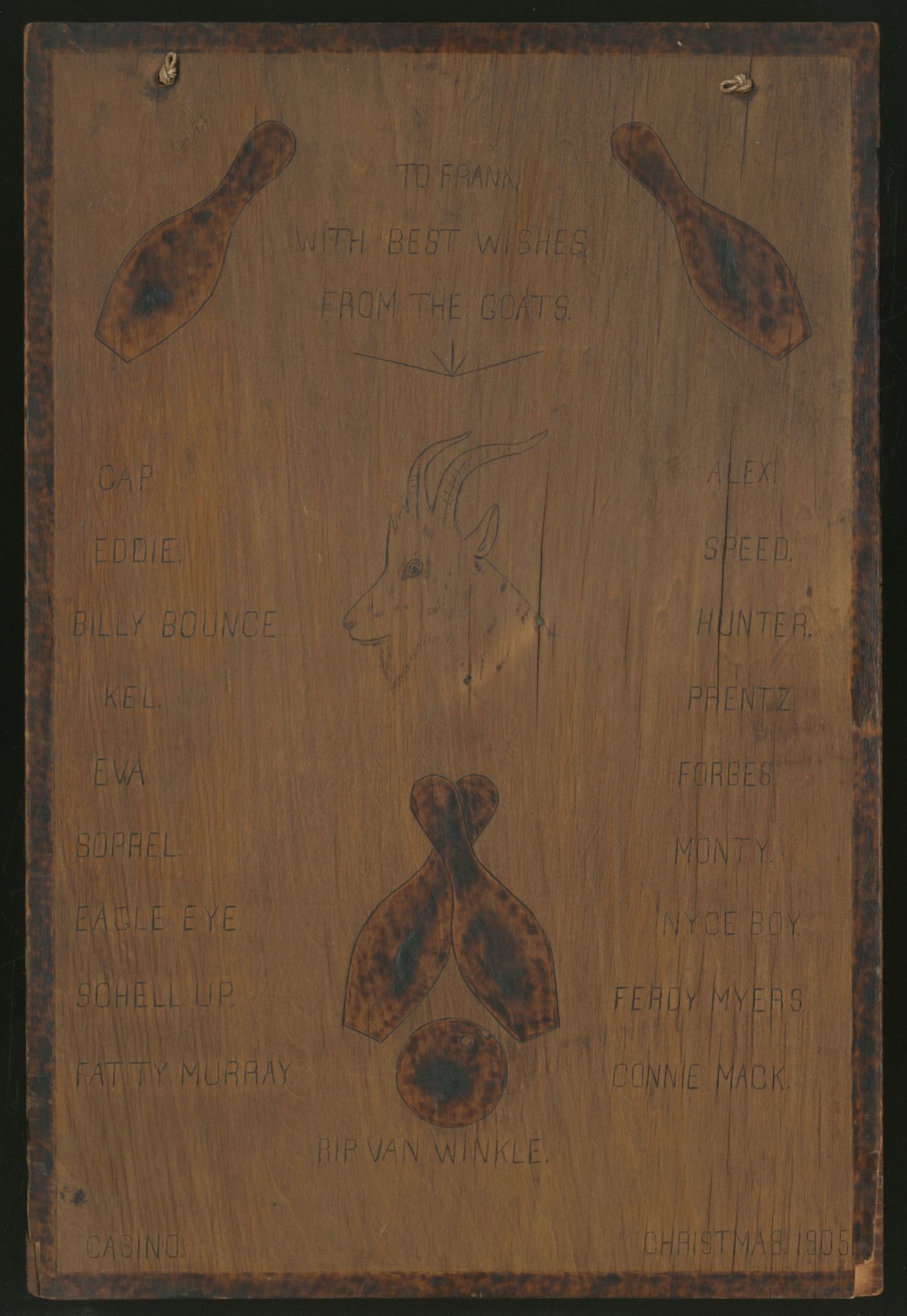 Wooden Folk Art Bowling Plaque