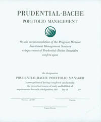 Prudential-Bache Portfolio Management Designation.