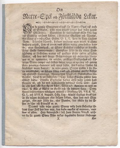 Om narre-spel och förklädda lekar. [=rubrik].